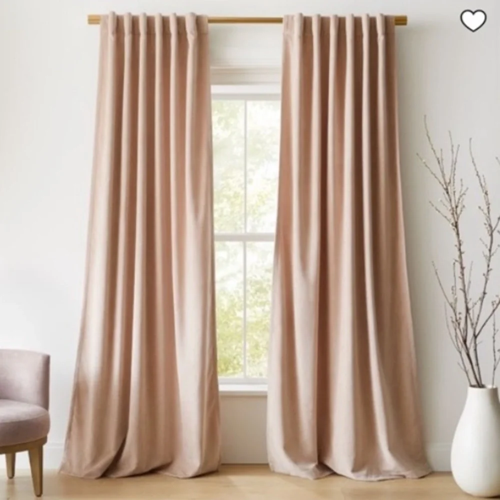 West Elm Velvet Curtain Dusty Blush Single Panel